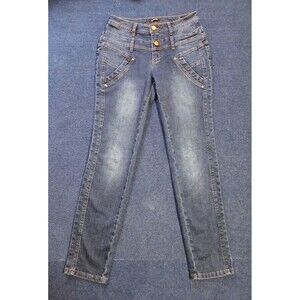 Flamingals Skinny Type Blue Jeans Decorative Stitched Pockets Small NWOT